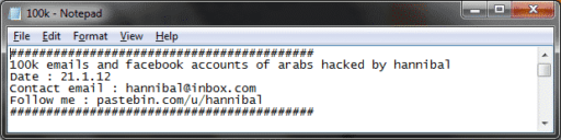 Read more about the article Israeli Hacker Published 100,000 Stolen Email Accounts Password Of Arabs In Pastebin