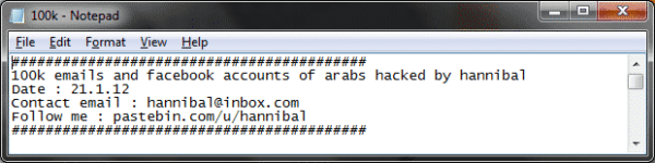 Israeli Hacker Published 100,000 Stolen Email Accounts Password Of Arabs In Pastebin