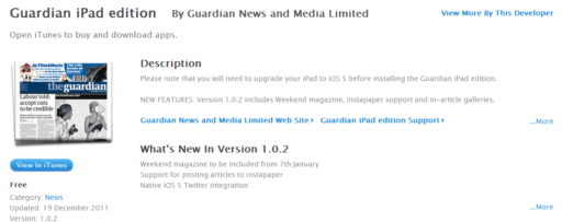 Read more about the article The Guardian’s iPad App Downloaded More Than 500,000 Times