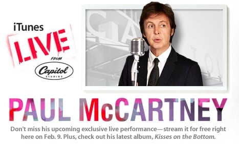 Read more about the article Apple Will Stream Live Paul McCartney Concert On iTunes, Apple TV