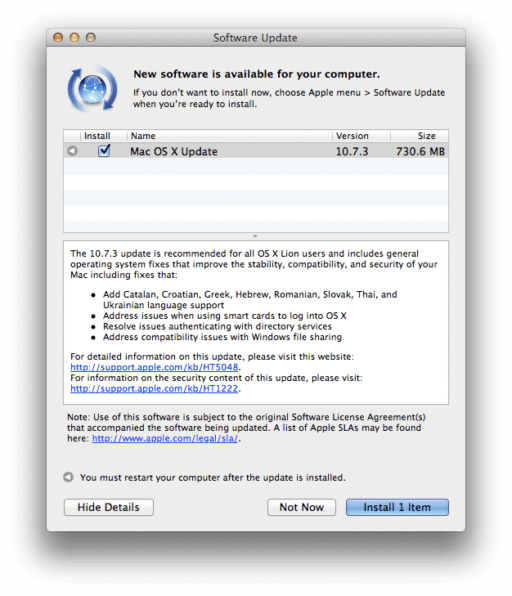 Read more about the article Mac OS X Lion 10.7.3 Released By Apple