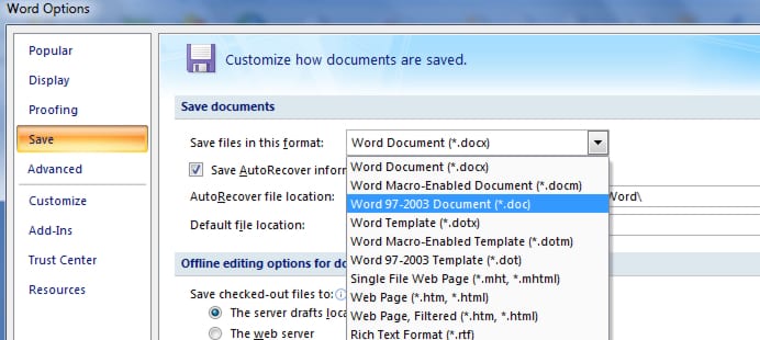 Read more about the article [Tutorial] How To Define Default Saving Format In Word 2007/2010