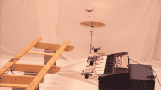 Read more about the article A Group Of Flying Robots Playing James Bond Theme Based Music