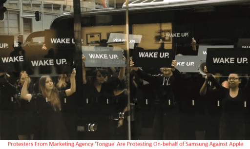 Read more about the article Samsung Hired Protesters To ‘WAKE UP’ Apple Fans