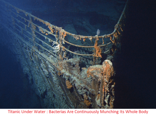 Read more about the article Bacteria Munching Titanic Wreckage : Titanic Under Water Slowly Disappearing