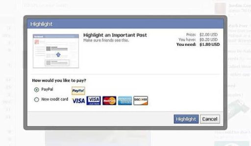 Read more about the article Get Your Facebook Status Promoted Through Facebook ‘Highlight’ By Paying $2
