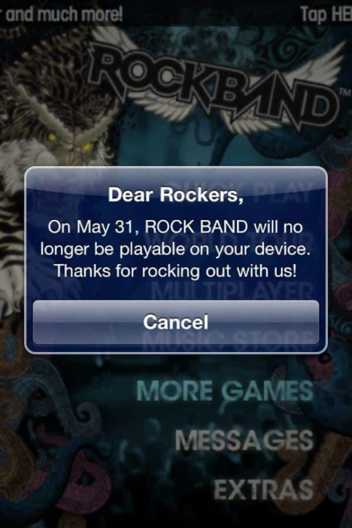 Read more about the article EA Announces Shut Down Of Rock Band For iOS By Mistake