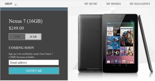 Read more about the article Google Nexus 7 16GB Sold Out From Google Play Store