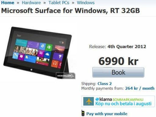 Read more about the article Swedish Retailer Starts Taking Pre-orders Of Microsoft Surface Tablet For $1,000