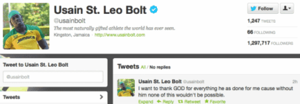Usain Bolt Fans Sent Out 80,000 Tweets Per Minute During 200-Meter