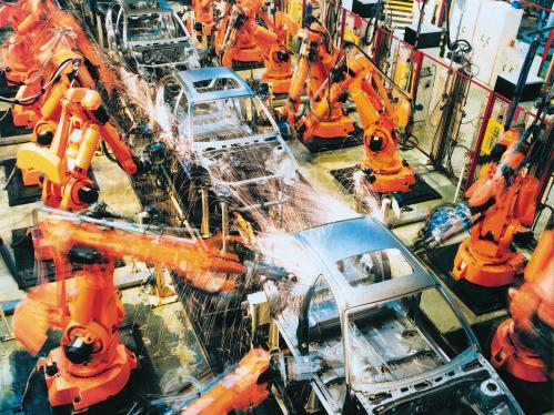 Assembly line robotic arms