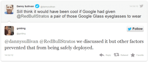 Read more about the article Google Considered Sending Google Glass In Space With Felix Baumgartner