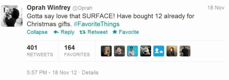 You are currently viewing Oprah Winfrey Bought 12 Surface Tablets, And Tweeted About It From Her iPad!