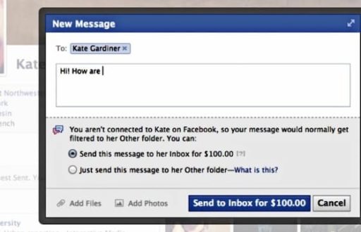 Read more about the article Facebook Offers Users To Send Messages To Strangers For $100