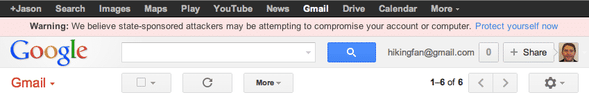 Gmail warning