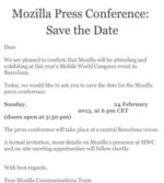 Mozilla Sends Out Invitations For Press Conference At MWC