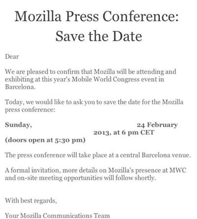 Read more about the article Mozilla Sends Out Invitations For Press Conference At MWC