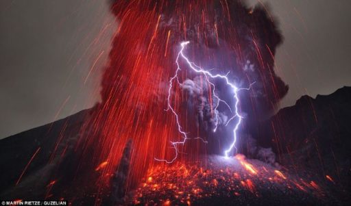 Read more about the article Thrill-Seeking Photographer Captured Rare Moments Of Lava Meeting Lightning