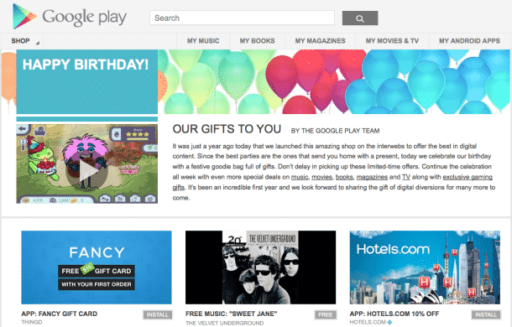 Read more about the article Google Play Offers Goodies And Discounts On Its First Birthday