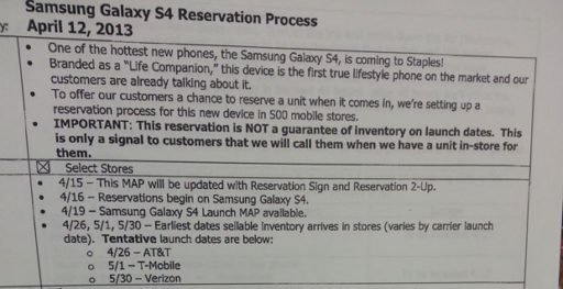 Read more about the article Leaked Document Hints AT&T May Launch Galaxy S4 On April 26