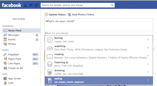 Read more about the article Facebook Lets You Share What You’re Doing To Status Updates