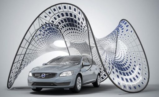 Read more about the article Collapsible Solar Pavilion Charges Volvo V60, Fits In Its Trunk