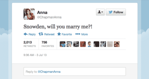 Read more about the article Russian Spy Uses Twitter To Propose To Edward Snowden