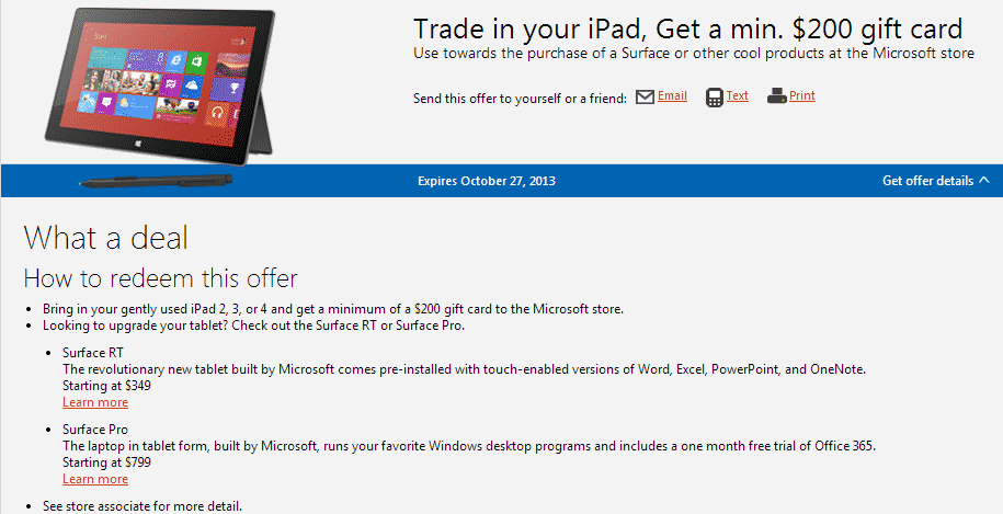 Read more about the article Microsoft Offers $200 Gift Card On iPad Trade-In