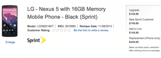 Read more about the article Best Buy Offers Nexus 5 On Sprint For $449 On Replacement