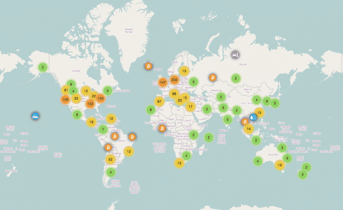 Global Bitcoin-accepting store locations