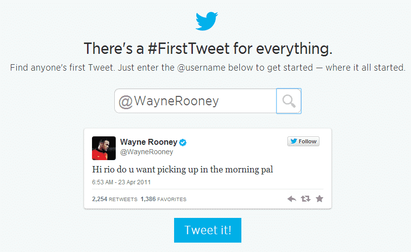 First Tweet Of Wayne Rooney