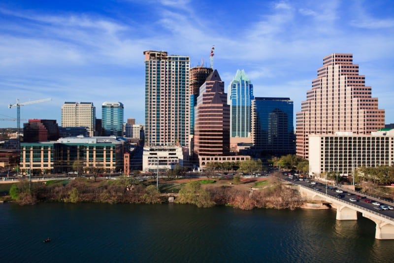 a nice clear day by the lake in downtown Austin Texas