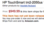 HP TouchSmart tm2-2050 us 12.1-Inch Riptide Argento Laptop