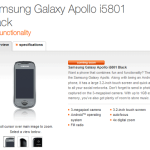 Samsung Galaxy Apollo i5801 Black