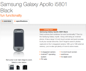 Read more about the article Samsung Galaxy Apollo i5801 Black