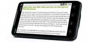 Read more about the article Qik Outlines Premium Set with Video Chat on HTC EVO 4G