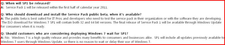 Microsoft planning to ship Windows 7 SP1 in the first half of 2011